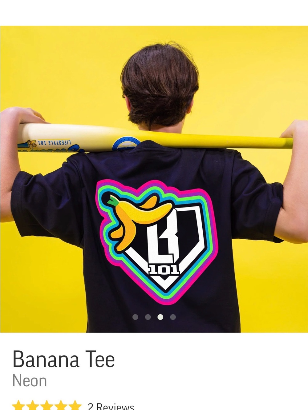Baseball Lifestyle 101 Neon Banana Adult Tee